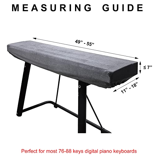 Womaco Piano Keyboard Cover Stretchy Plush Velvet Dust Cover For 76-88 Keys Digital Piano Keyboard (Gray) #TOP6