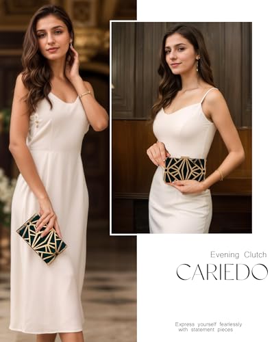 Image of CARIEDO Women Evening Bag Elegant Clutch Purse Exquisite Velvet Metal Hollow out Handbags Prom Wedding Party