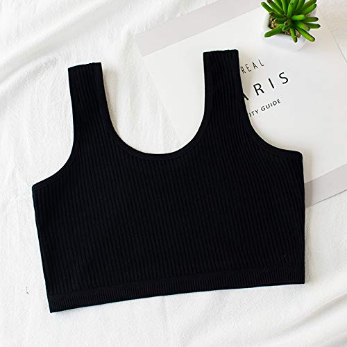 Betadog Girls' Undershirt Girls Sports Bra Girls' Cotton Built-up Stretch Sports Bra Training Cotton (Black, 9-12 Years)3