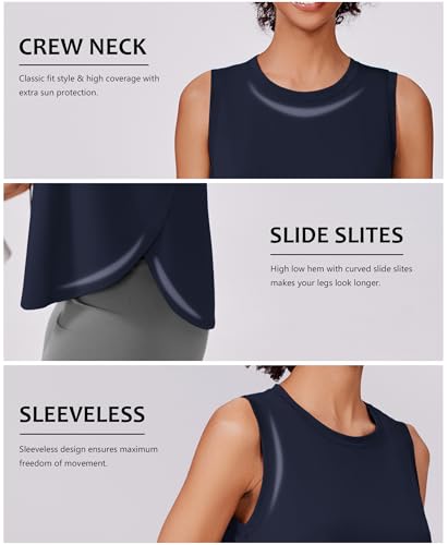 Image of PINSPARK Workout Tank Tops Woman Ice Silk UPF 50+ Athletic Yoga Shirts
