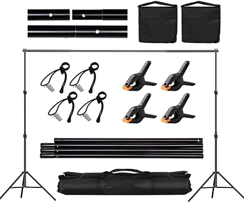 Backdrop Stand for Parties, CPLIRIS 6.5x10ft Adjustable Photo Backdrop Stand Background Support with 4 Spring Clips, 2 Sandbag, 4 Backdrop Holder Clip for Parties, Baby Shower, Birthday