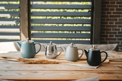 Miniatura 8 de Bredemeijer Tetera De Doble Pared 0,5 Litros Pequeña Tetera Aislante De Acero Inoxidable Negro Con Tapa De Cristal Y Filtro De Té Ideal Para Tipos De Té Sueltos