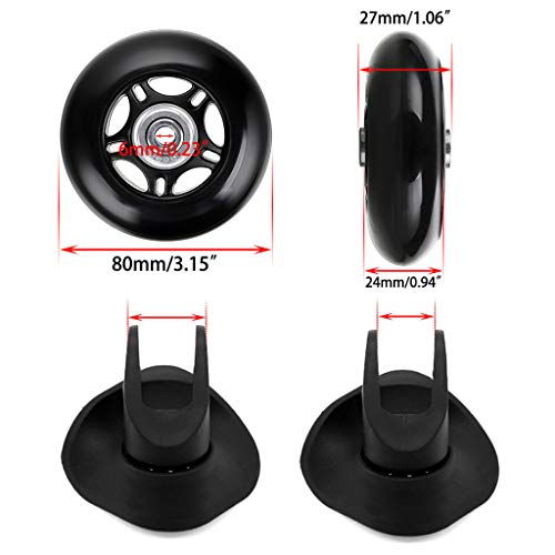 Ownmy 80Mm X 24Mm Luggage Suitcase Replacement Wheels, Rubber Swivel Caster Wheels Bearings Repair Kits, A Set Of 2 #TOP2