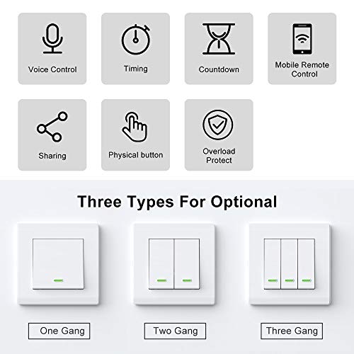 Smart Switch Alexa Smart lichtschakelaar, wifi-smart-wandschakelaar met afstandsbediening en timer, Alexa Echo… - Image 7