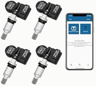 Universal TPMS Sensors Set of 4, 315/433MHz NFC Phone Programmable TPMS Sensor 100% Cloning No Need Programming Tool,OE-Level TPMS Sensors