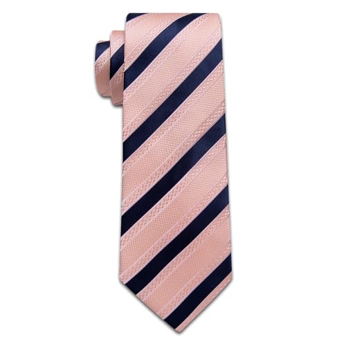 Image of YourTies Striped Ties for Men Classic Woven Silk Necktie with Handkerchief Cufflinks Set Formal Business Party Wedding