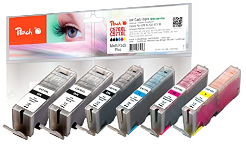 Peach Multi Pack Plus, XL Compatible with Canon 2xPGI-570XL, CLI-571XL