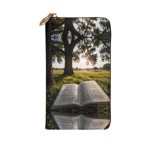 Portefeuille en cuir imprimé Reading under a tree, finitions soignées de 19 cm - 2