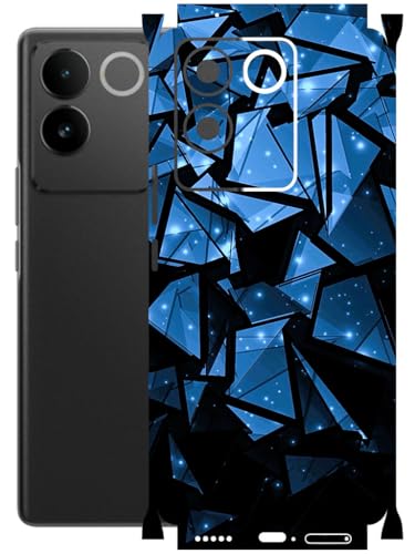 Image of AtOdds - Full Body Back Screen Guard Protector Film - Lamination Wrap Skin Sticker Compatible with IQOO Z7 PRO (5G) | Scratchproof Matte Finish (Blue Crystals)