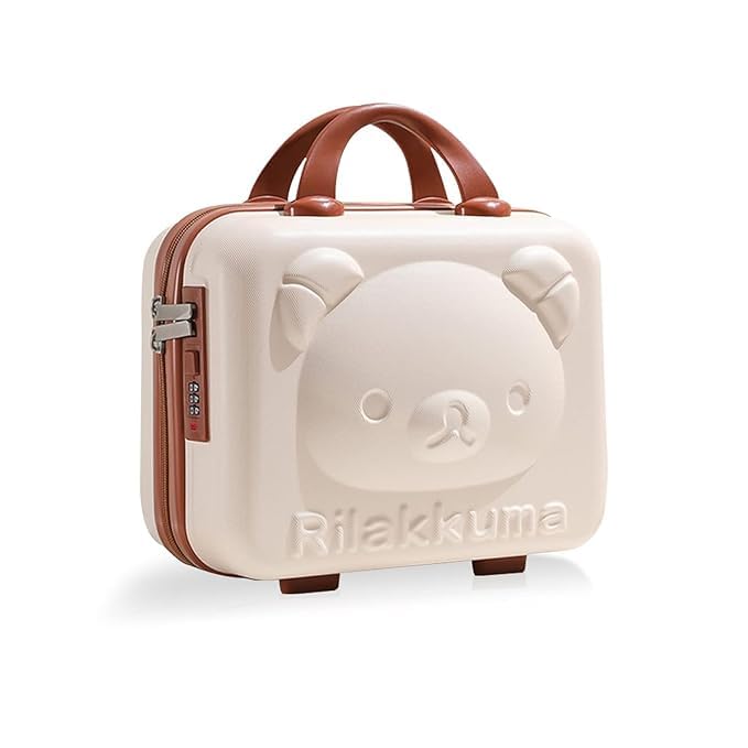 IMUU Cosmetic Case Cartoon Bear Storage Box Mini Suitcase Lightweight Password Lock, Hand Luggage Storage Bag with Zipper Clip-on Function, Water Proof Cosmetic Travel Case for Womens, Girls-image-7