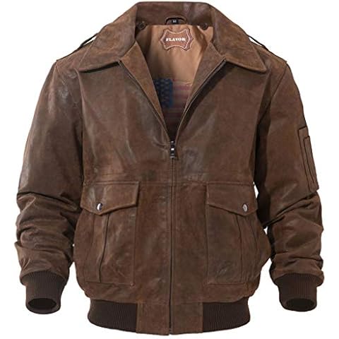FLAVOR Men's Leather Bomber Jacket Cover