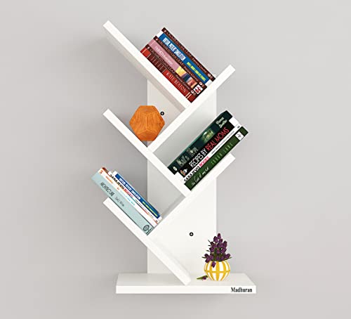 Image of Madhuran Studio Engineered Wood Wall Mounted Space Saving Books Shelves Shelf Racks (White) Office Multipurpose Showpieces Furniture Accessories Organizer