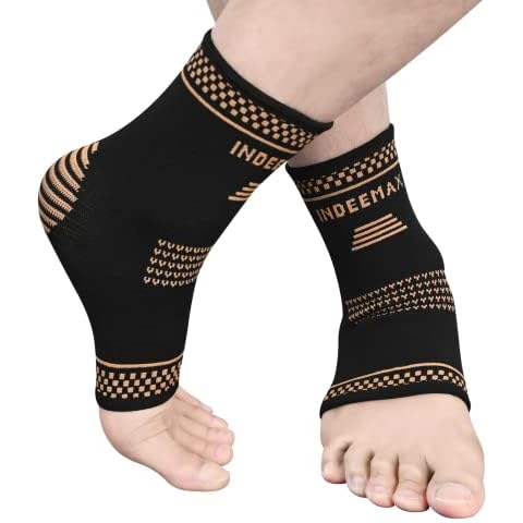 Copper Ankle Support Brace 2 Pack, Breathable Compression Foot Socks Sleeves Men Women Ankle Injury, Joint Strain, Tendonitis, Plantar Fasciitis, Pain Relief, Speed Up Recovery, Sports Cover