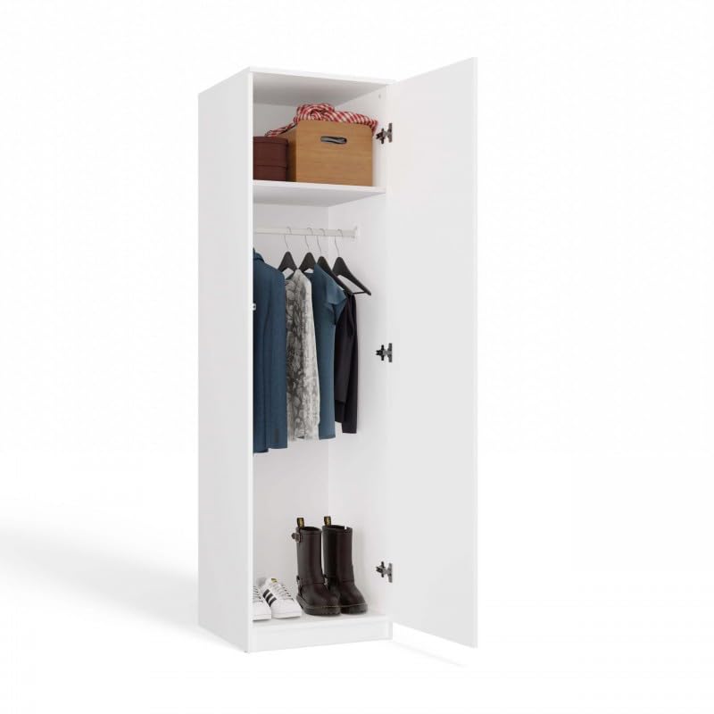 CDF Armario Mueble con Espejo Estantes para Almacenamiento Ropa Casa Dormitorio Habitación Salón Oficina Entrada Alto Puertas Organizador Vertical Pequeños Compartimentos Práctico - SD 50 Blanco