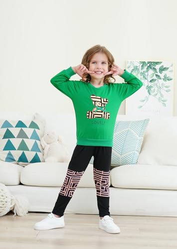 Image of Tween Girl's Letter Print Top + Jogger Pants 2 Piece Casual Outfit Set Kids Fall Clothing, Sizes 6-14 Years
