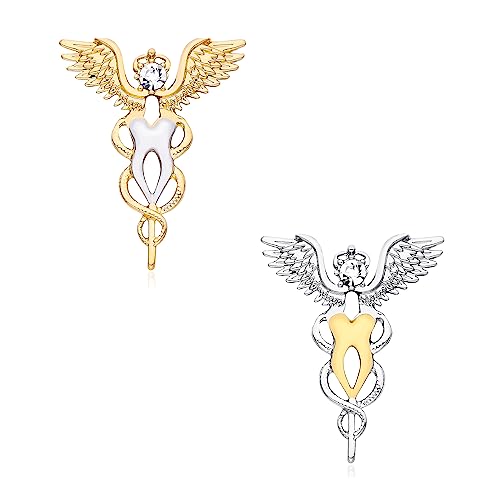 Image of Plikin 2pcs Dental Teeth Pins Brooch Medical Dentist Lapel Backpack Toothbrush Oral Care 14K Gold Plated Silver Pins Badge for Doctors Nurses
