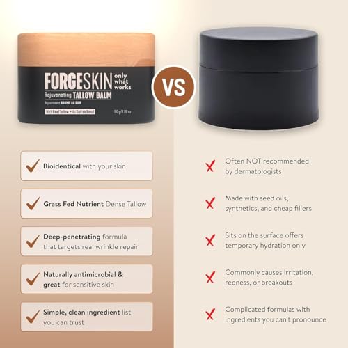 Image of Forge Skin Beef Tallow Balm Moisturizer for Men Skin Care - Face + Body Anti Aging Wrinkle Defense, Hydration Cream - Natural Ancestral Skincare Lotion (1.7 OZ) 3pk