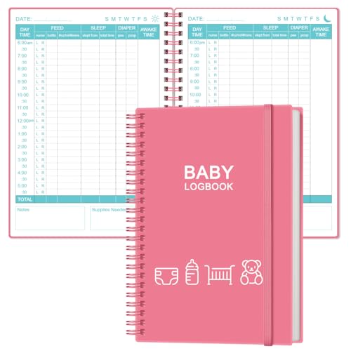 Image of Heveboik Baby's Daily Log Book - A5 Baby's Tracking for Newborns, Fill Pages to Track and Monitor Your Newborn Baby's Schedule,Pink