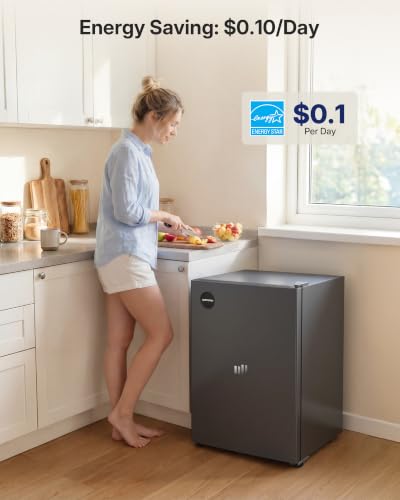 Image of Upstreman 2.5 Cu.Ft All-Refrigerator Mini Fridge, Single Door Small Refrigerator, Dorm Fridge with 7 Adjustable Thermostat, Compact Refrigerator for Office, Bedroom or Dorm, Gray-CR26
