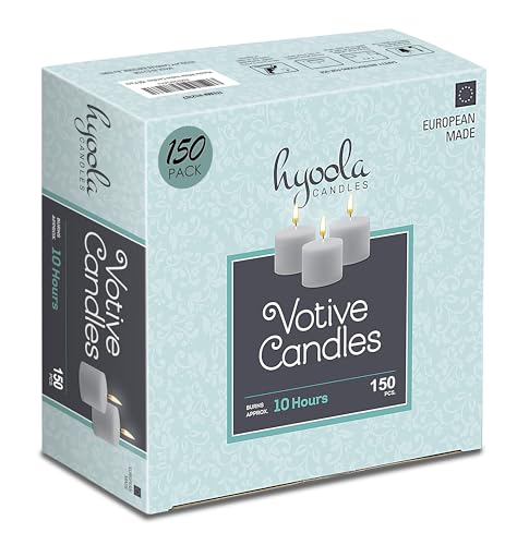 Image of Hyoola Votive Candles - 10 Hour Burn Time - Unscented Candles Votives Bulk - Pack of 150 White Candles - European Made