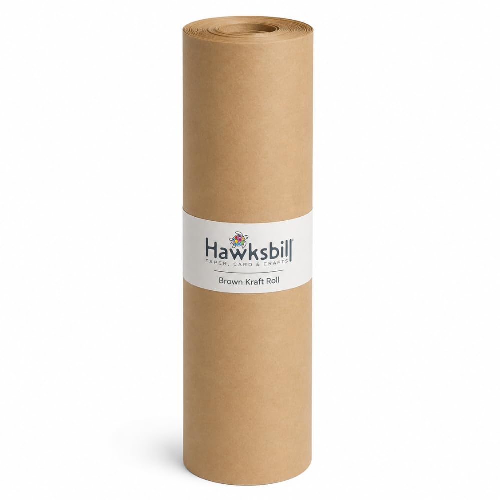 Hawksbill Kraft Paper Roll 500mm x 20m Recyclable Brown Paper Roll for Gift Wrapping Arts Craft Void Filling & More