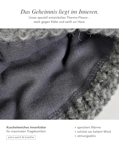 Bonnet tricoté multicolore chaud avec doublure hiver et pompon fausse fourrure mixte - 4