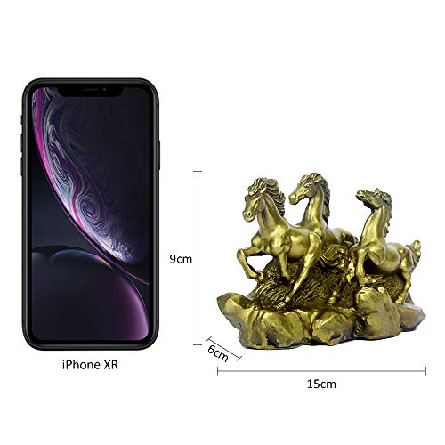 Brasstar Brass Feng Shui Three Galloping Horses Statue 5.9”(L) Home Table Decor Sculpture Wealth Career Luck Decorative Figurine Business Gift Collection Ptzy006 #TOP1