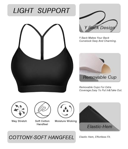Image of Sports Bra for Women Low Impact Racerback Workout Bras Sexy Thin Straps Yoga Sport Bras with Removable Pads