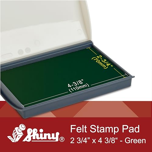 Image of Shiny SHI-40169 Small Rubber Stamp Pad, 2 3 /4 inch x 4 3 /8 inch, Green Ink