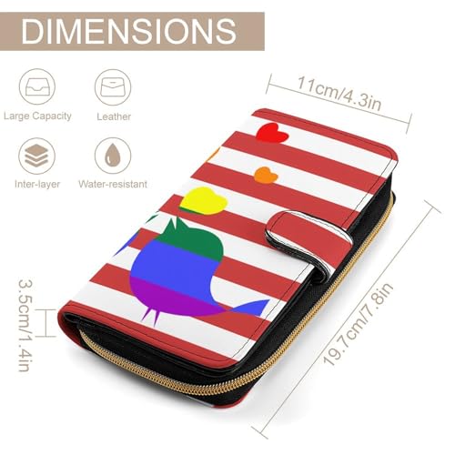 U.S. Flag LGBT Rainbow Birds Stylish Leather Wallet Womens Mens Slim Purse Secure Card Holder Durable Bifold Clutch Handbag2