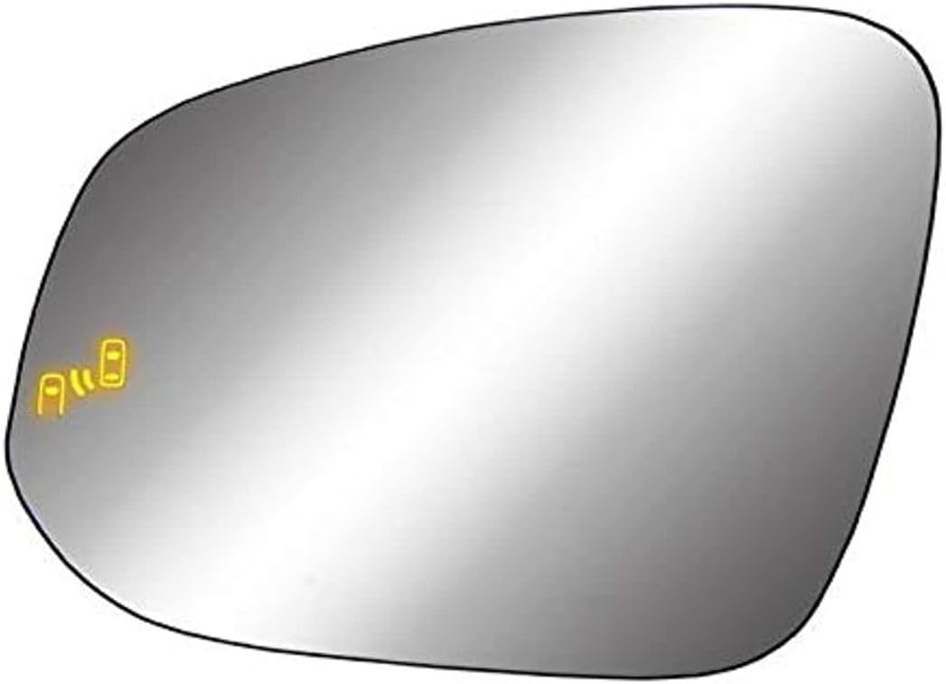 Driver Side Heated Replacement Glass w/backing plate, Highlander/Highlander Hybrid, w/Blind Spot Detection System (w/o auto dimming, w/o spot mirror), 6" x 7 3/4" x 8 7/8"