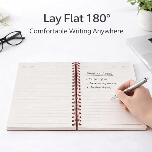 4-Pack A5 Spiral Notebooks, College Ruled 7mm Lined Paper, 160 Pages Each, Durable Poly Cover, Lay-Flat 180° – For School & Work, Subject & Project Notes (Assorted Colours) image 4