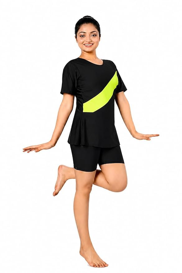 Black Swim Dress - Women's Frock Style Swimming Costume - One-Piece Swimsuit (Color Black)-image-45