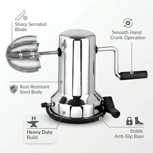 Image of Voix Stainless Coconut Scraper, Sturdy Stainless-Steel Body, Sharp Blades, Heavy Duty Tabletop Handy Kitchen Tool, Scraper Shredder Peeler, Safe & Quick with Suction Base for Stability