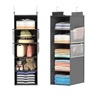 Extra Deep Hanging Storage with 5 Shelves and Large Mesh Pockets, Durable, Heavy-Duty Wardrobe Storage Organiser, Hanging Shelves for Clothes and Hats, Ideal for Dorms and Wardrobe, 1-Pack(Gray)