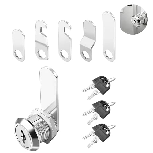 Serrure robuste 16 mm pour boîte aux lettres, armoires et camping-cars - Kit complet avec 6 clés et 5 plaques de verrouillage variées, sécurité...