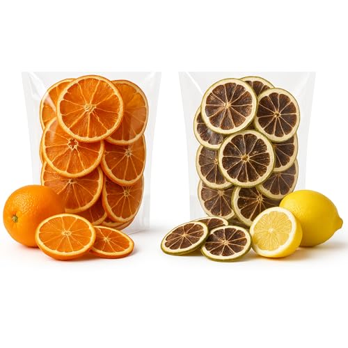 Rodajas de Limón Seco y Naranja Deshidratadas Fruta Deshidratada Natural para Gin Tonic, Cócteles e Infusiones 2 Bolsas de 130g (260g Total) Sin Azúcar ni Aditivos Limón Seco y Naranja seca