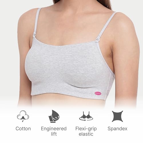 Image of Enamor Moulded Double Layer Front Women's Cotton Cami Bra - Detachable Slim Straps with Back Keyhole, Non Padded, Wirefree, High Coverage - A022