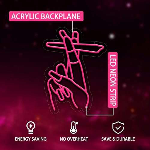 Image of Hand Neon Signs Pink Led Neon Sign for Wall Decor, Nail Neon Signs USB Hand Neon Light Signs for Salon Bedroom Living Room Office Restaurant Home Bar Party Game Room