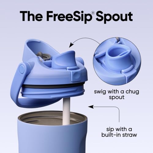 Image of Owala FreeSip Sway Insulated Stainless Steel Water Bottle with Two-Way Spout, Built-In Straw and Bucket Handle, Made for Travel, School, and Sports, 30oz, BPA Free, Leak Proof, Out of the Blue