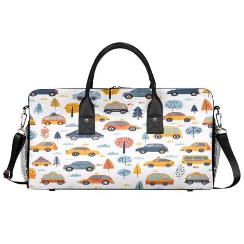 Car Travel Duffle Bag for Women Men Foldable Waterproof Weekender Bag Carry on Tote for Overnight Sports Gym Cartoon Car