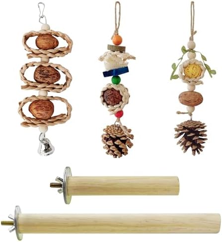 Allazone 5 Juguetes para Loros, Juguete para Masticar, Perchas pa...