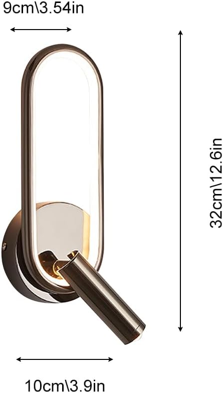 Adjustable Wall Mounted Reading Lamp, LED Accent Wall Spotlight, Art Fixed Headboard Lights 3 Color Temps Back Lighting, Oval Wall Lighting Fixture for Hotel Room, Living Room