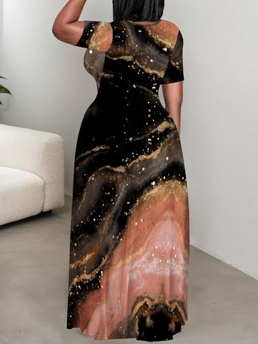 Image of SUZONANA Plus Size Dresses for Women Summer Casual Maxi Dress Short Sleeve Loose Vacation Dress