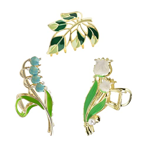Accesorios para cabello metálicos con flores 3 piezas miniatura 1