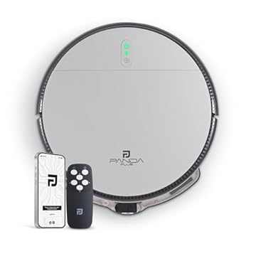 Robô Aspirador de Pó Inteligente 3 em 1 Varre, Aspira e Passa Pano Panda Plus AMG-R1 Wi-Fi, Alexa, Controle Remoto, Vários Modos e Filtro HEPA Bivolt