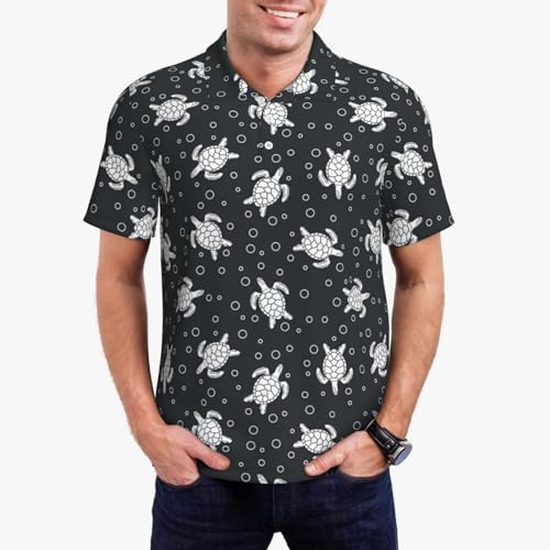 Turtle Print Golf Polo Shirts for Men Short Sleeve Casual2
