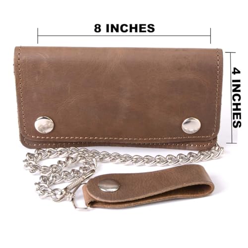 Image of Milwaukee Leather MLW7889 Men's 7.5 inch Black Premium Leather Soft Biker Wallet - Bi-Fold Anti-Theft Stainless Steel Chain