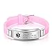 Produktbild Personalisierte Armband Silikon Medizinische Armbänder Einstellbare Sport Notfall ID Armbänder Kostenlose Gravur 9 Zoll Wasserdichte ID Alarm Armbänder für Männer Frauen Mädchen (Pink)
