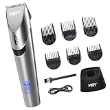 MRY Kabellose Haarschneidemaschine für Friseurschneidemaschinen, professionell, wasserdicht, LCD-Haarschneidemaschine, Edelstahlklinge, wiederaufladbar, für Männer und Frauen, Haarschneiden (Silber)
